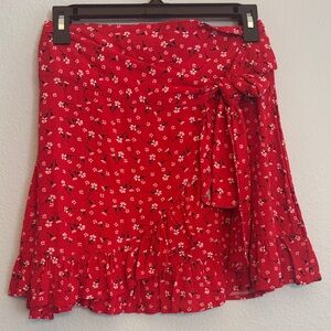 Floral Red Women's Skirt
